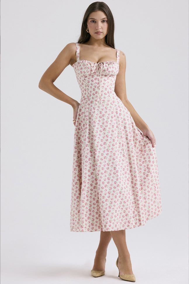 Elegant Solid Color Sling Dress for Women