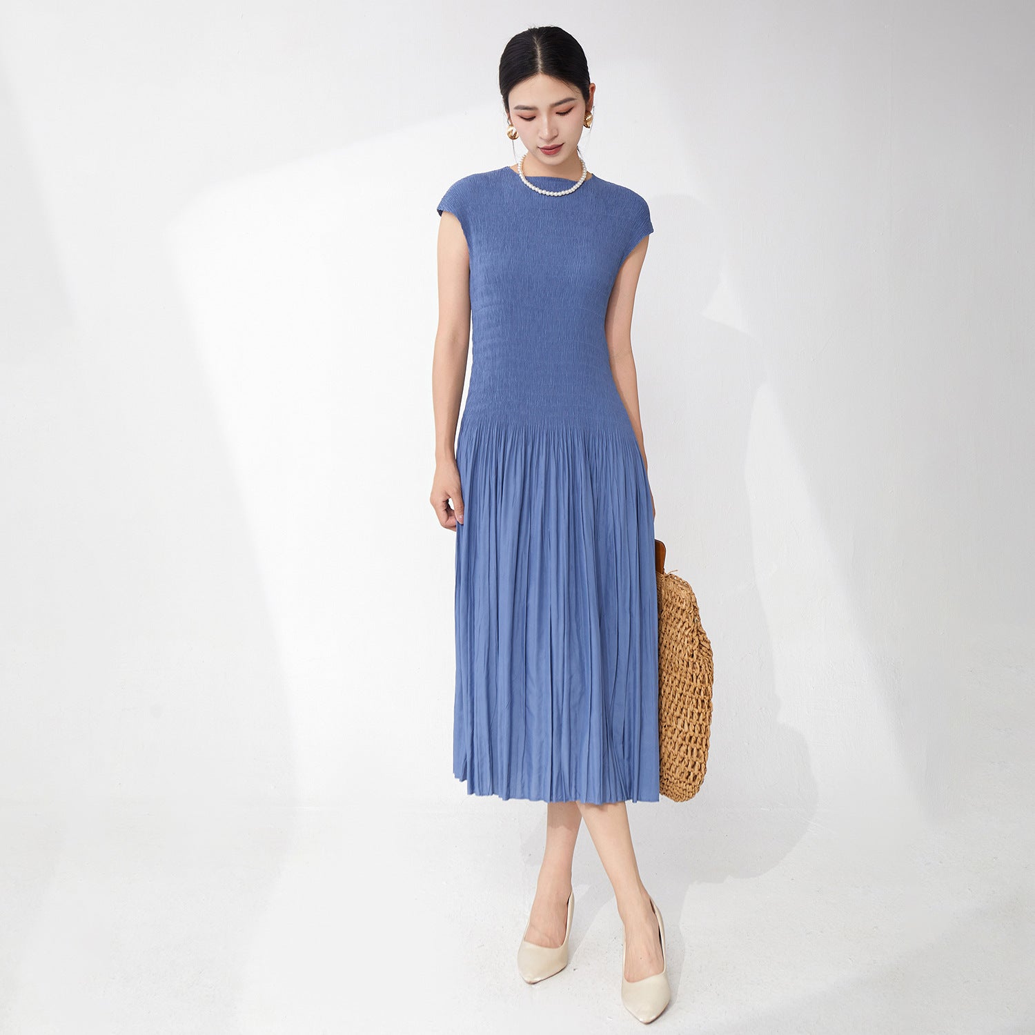 Elegant A-Line Pleated Dress for Women