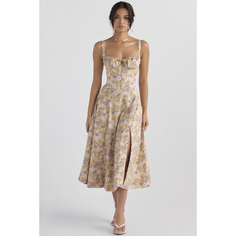 Elegant Solid Color Sling Dress for Women