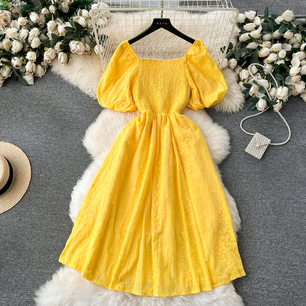 Bohemian Embroidered Lantern Sleeve Dress
