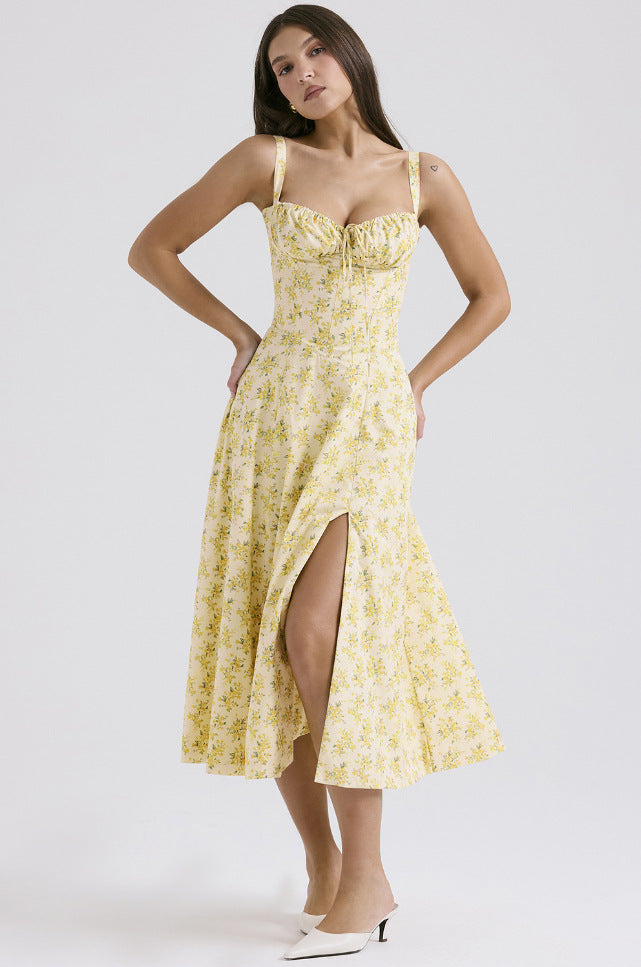 Elegant Solid Color Sling Dress for Women