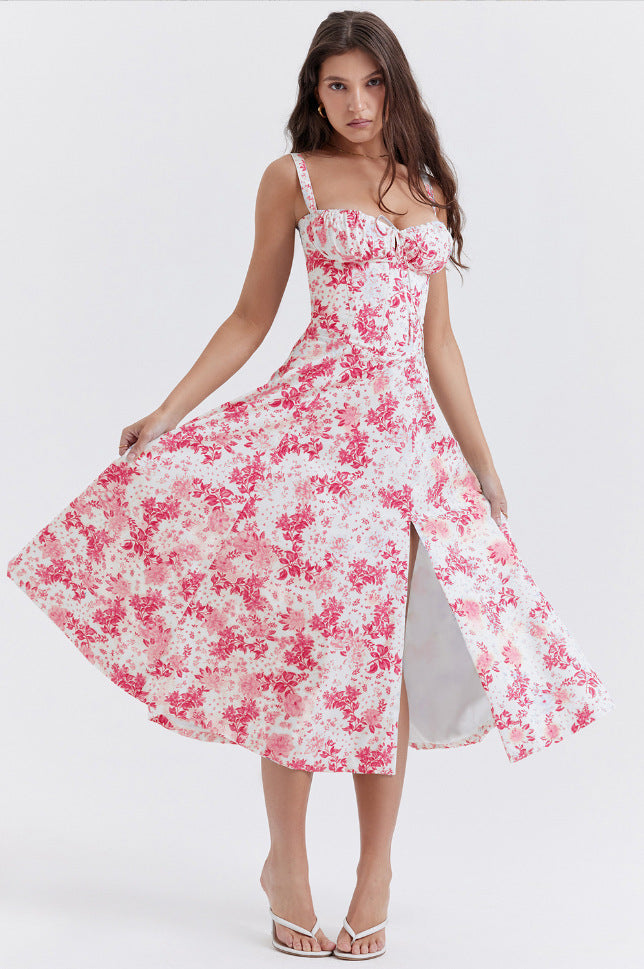 Elegant Solid Color Sling Dress for Women