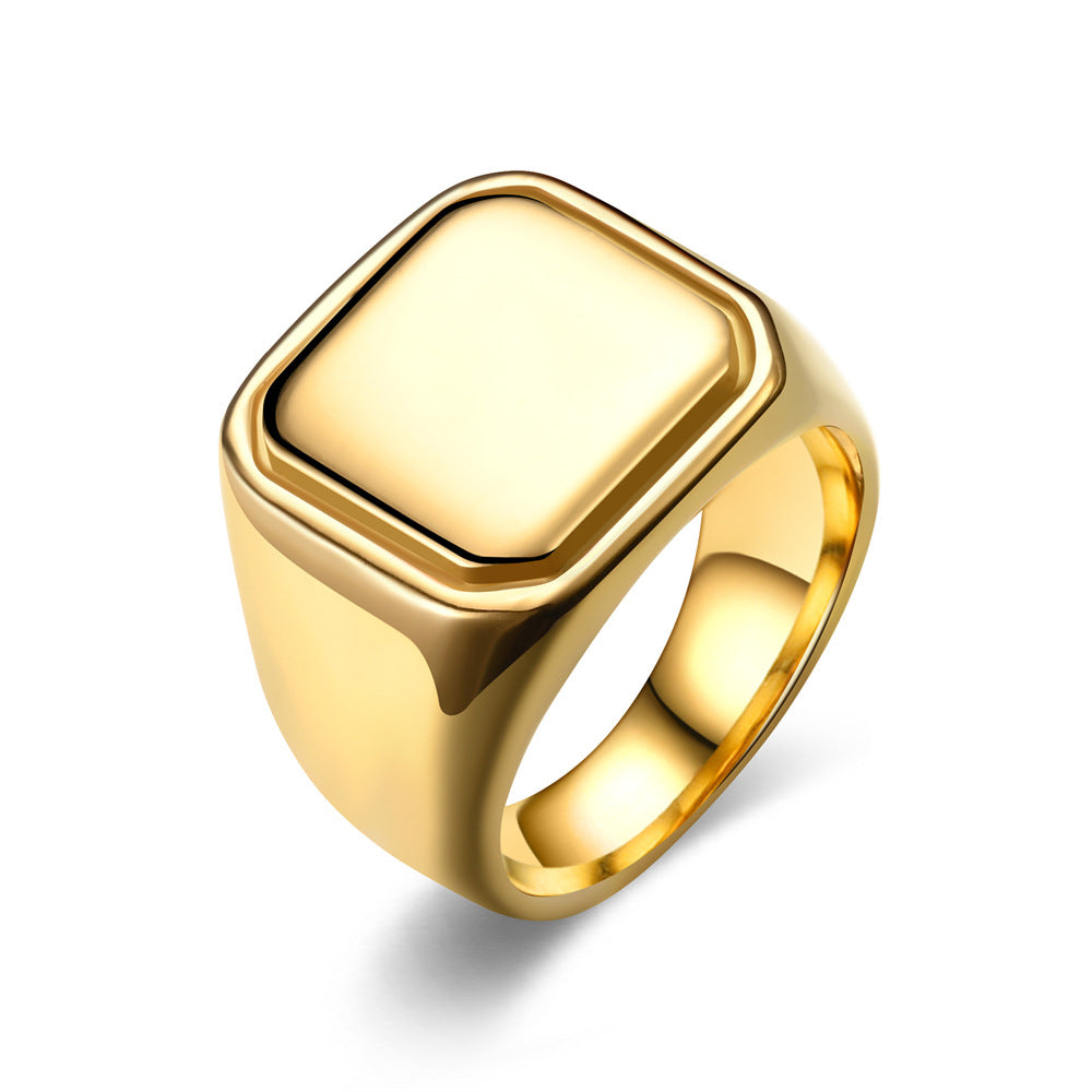 Men's Square Geometric Stainless Steel Ring