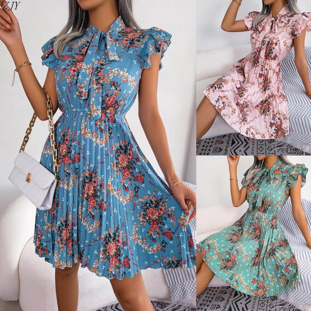 Temperament Waist Pleated Skirt Women Dress