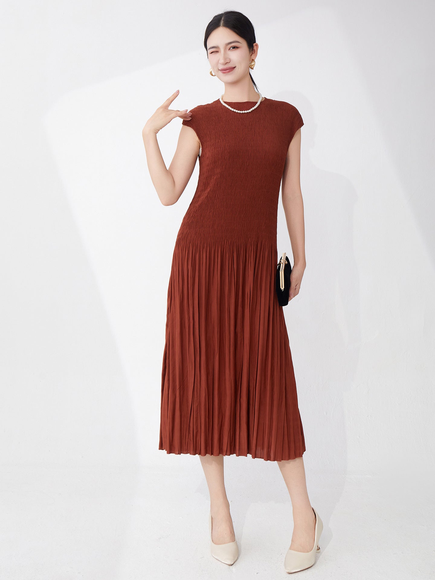 Elegant A-Line Pleated Dress for Women