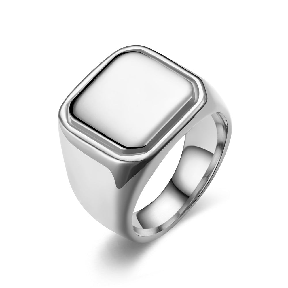 Men's Square Geometric Stainless Steel Ring