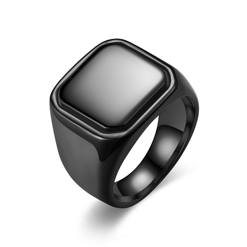 Men's Square Geometric Stainless Steel Ring