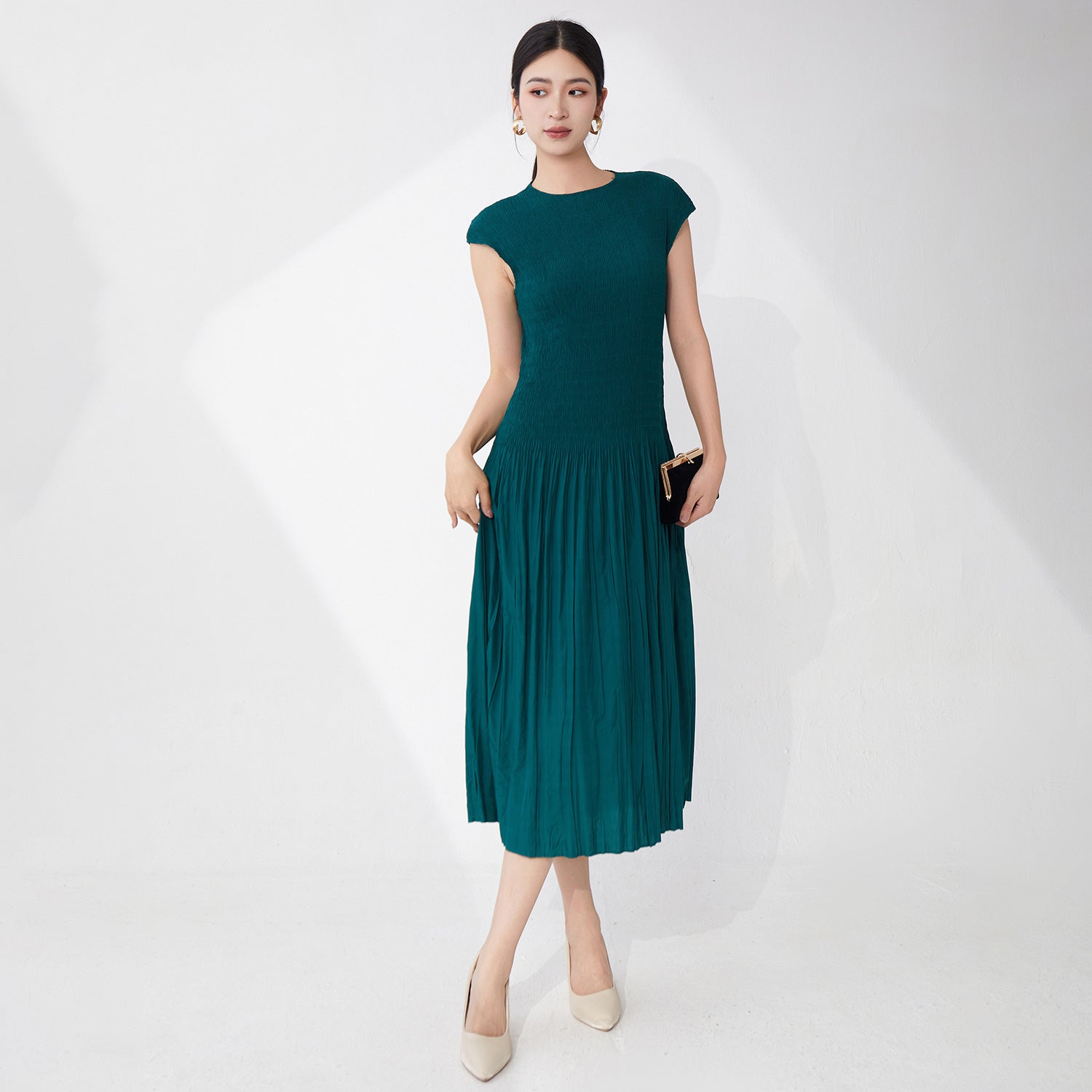 Elegant A-Line Pleated Dress for Women