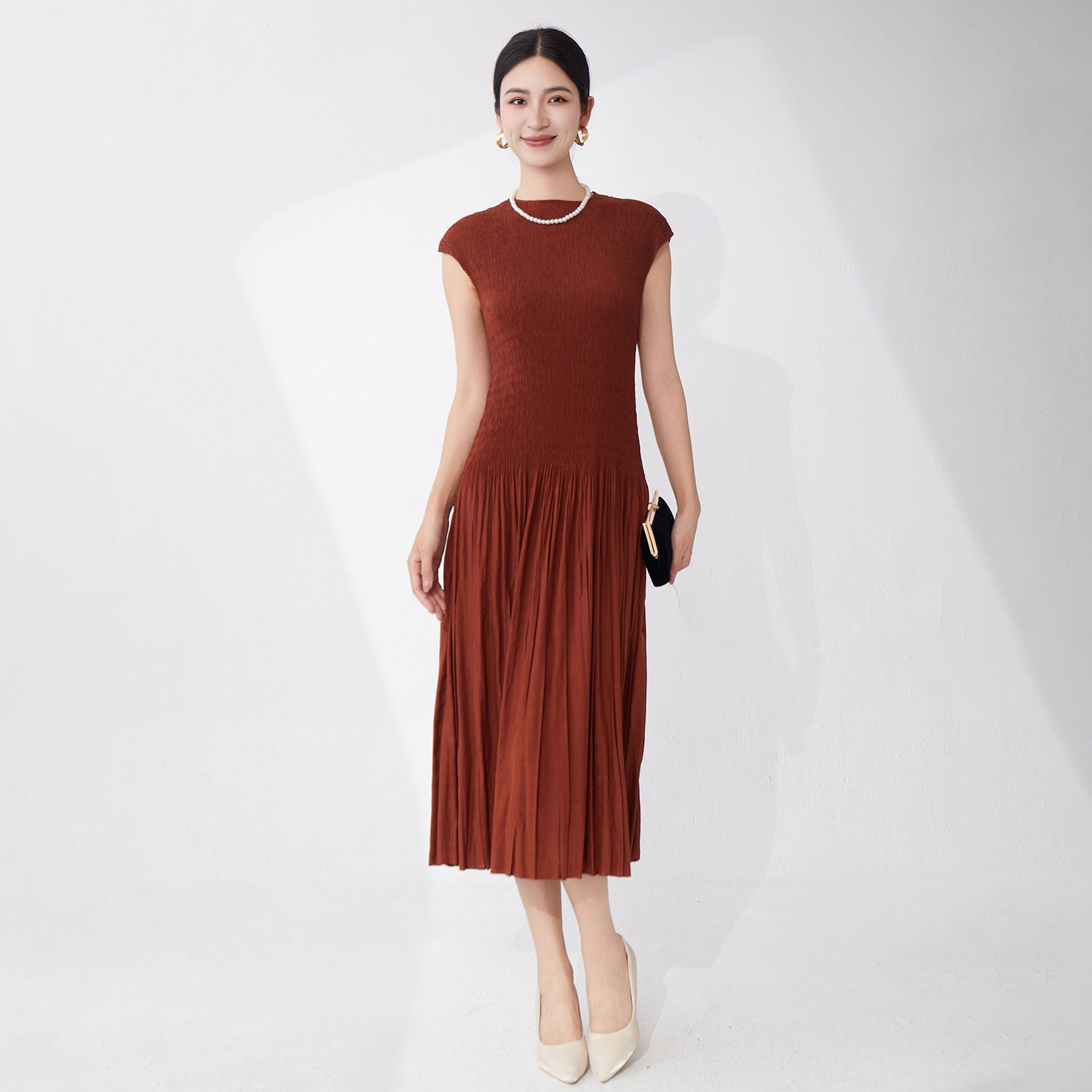 Elegant A-Line Pleated Dress for Women