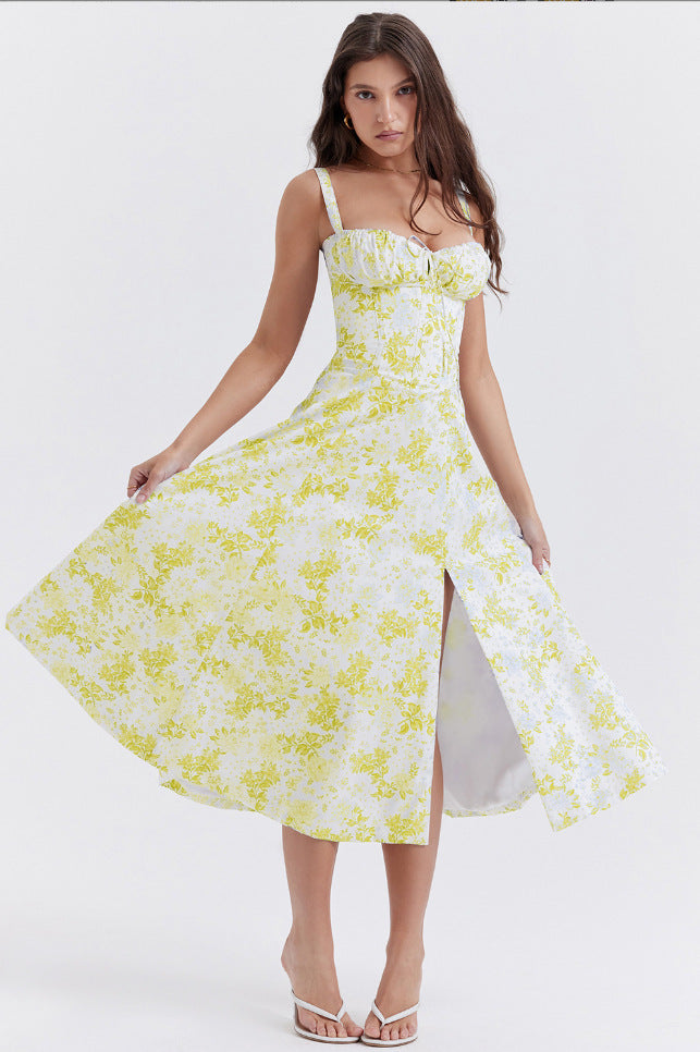 Elegant Solid Color Sling Dress for Women