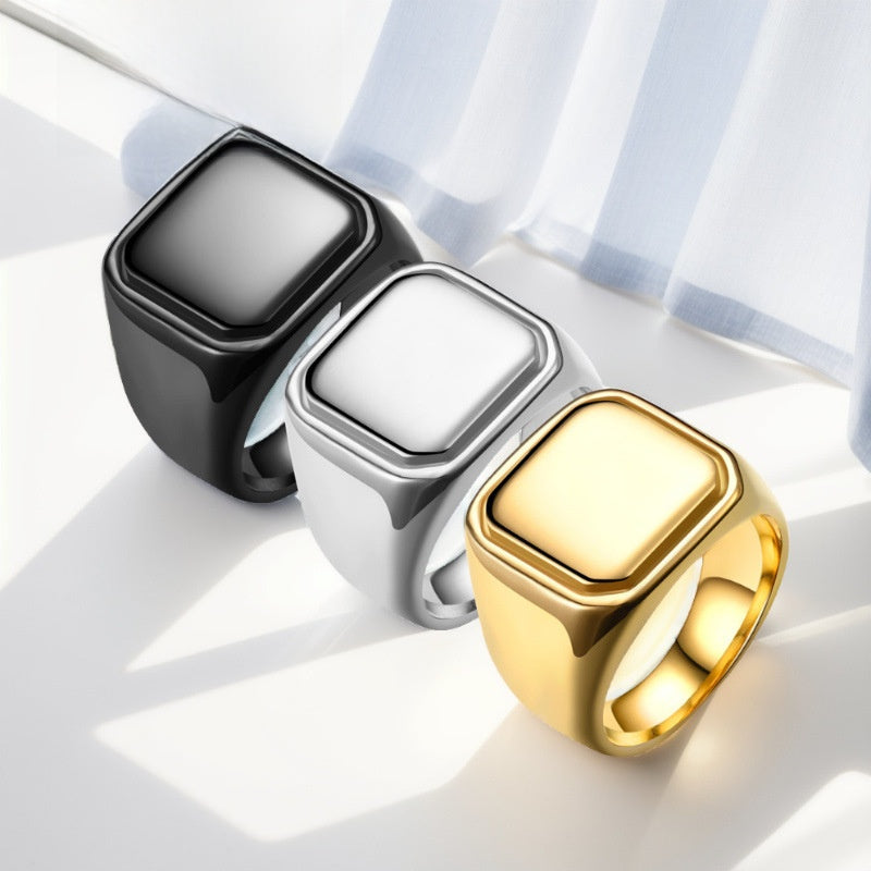 Men's Square Geometric Stainless Steel Ring